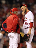 Game 7 - Rangers v Cardinals, St Louis, MO - October 28: Chris Carpenter and Dave Duncan Photographic Print by Jamie Squire
