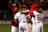 Game 7 - Rangers v Cardinals, St Louis, MO - October 28: Rafael Furcal and Albert Pujols Photographic Print by Michael Heiman