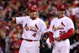 Game 7 - Rangers v Cardinals, St Louis, MO - October 28: Yadier Molina and Dave McKay Photographic Print by Ezra Shaw