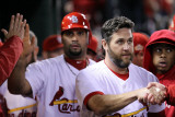 Game 7 - Rangers v Cardinals, St Louis, MO - October 28: Lance Berkman and Albert Pujols Photographic Print by Jamie Squire