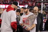 Game 7 - Rangers v Cardinals, St Louis, MO - October 28: Lance Berkman and Chris Carpenter Photographic Print by Ezra Shaw