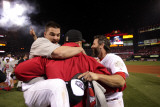 Game 7 - Rangers v Cardinals, St Louis, MO - October 28: Ryan Theriot and Lance Berkman Photographic Print by Ezra Shaw