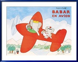 Babar en Avion Poster av Laurent de Brunhoff