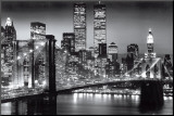 Nueva York, Manhattan de noche - Berenholtz Lámina montada en tabla