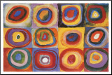 Etude de couleurs, carrés avec des cercles concentriques|Farbstudie Quadrate, vers 1913 Affiche montée par Wassily Kandinsky