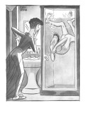Man drowning in a shower stall motions to wife to open door. - New Yorker Cartoon Premium Giclee Print by Peter Arno