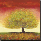 Dreaming Tree Red Stretched Canvas Print by Melissa Graves-Brown