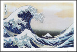 De grote golf bij Kanagawa , ca.1829 Kunstdruk geperst op hout van Katsushika Hokusai De grote golf bij Kanagawa , ca.1829 Kunstdruk geperst op hout van Katsushika Hokusai