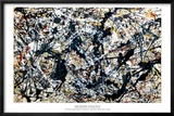 Silber auf Schwarz Poster von Jackson Pollock