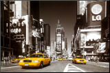 Times Square - Yellow Cab Mounted Print