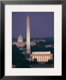 A Night View of the Lincoln Memorial, Washington Monument, and Capitol Building Framed Photographic Print by Richard Nowitz