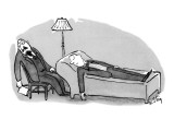 A man is lying on a psychiatrist's couch. Both he and the psychiatrist are… - New Yorker Cartoon Premium Giclee Print by William Steig