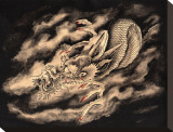 Dragon & Smoke Stretched Canvas Print by Clark North