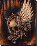 Winged Skull Stretched Canvas Print by Manuel Valenzuela