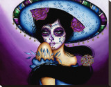 The Blue Sombrero Stretched Canvas Print by Cat Ashworth