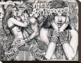 Amor Azteca Stretched Canvas Print by Mouse Lopez