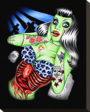Cemetery Zombie Stretched Canvas Print by Hilary Jane