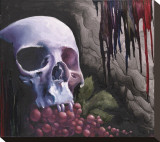 Skull & Grapes Stretched Canvas Print by Nakota Hedrick