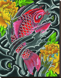 Red Koi Reproducción en lienzo de la lámina por Mike Godfrey