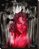Red Woman Stretched Canvas Print by Manuel Valenzuela
