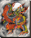 Kali Dragon Stretched Canvas Print by  Kali (Artist)