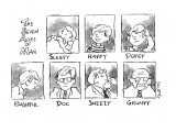 The Seven Ages of Man: Sleepy, Happy, Dopey, Bashful, Doc, Sneezy, Grumpy - New Yorker Cartoon Premium Giclee Print by Sidney Harris