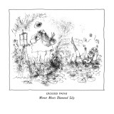 CROSSED PATHS-Monet Meets Diamond Lily - New Yorker Cartoon Premium Giclee Print by Ronald Searle