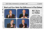 Bush and Gore Stake Out Differences in First Debate, But Agree On Clothes - New Yorker Cartoon Premium Giclee Print by Robert Mankoff