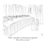 "O.K., counsellor, we heard your argument.  Now tell us a story." - New Yorker Cartoon Premium Giclee Print by Paul Noth