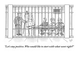 "Let's stay positive. Who would like to start with what went right?" - New Yorker Cartoon Premium Giclee Print by Bob Eckstein