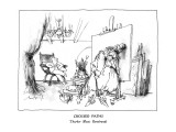 Crossed Paths-Thurber Meets Rembrandt - New Yorker Cartoon Premium Giclee Print by Ronald Searle