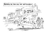 Crossing The Thin Line Into Show Busiess - New Yorker Cartoon Premium Giclee Print by Sidney Harris