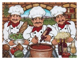 Three Happy Chefs Art by Janet Kruskamp