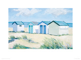 Beach  Huts On A Bright Day Giclee Print by Jane Hewlett