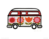 Flower Power Camper Giclee Print by Jane Foster