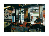 Diner With Two Figures Giclee Print by Alexandra Gardner