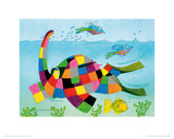 Elmer Snorkelling Giclee Print by David Mckee
