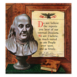 "Benjamin Franklin - Bust and Quote", January 15, 1955 Giclee Print by John Atherton