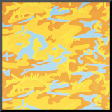 Camouflage, c.1987 (orange, yellow, blue) Druck aufgezogen auf Holzplatte von Andy Warhol