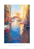 Canal With Orange Bridge Giclee Print by Cecil Rice