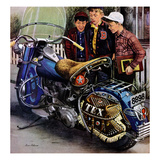 "Tex's Motorcycle", April 7, 1951 Giclee Print by Stevan Dohanos