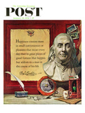 "Benjamin Franklin - Bust and Quote" Saturday Evening Post Cover, January 18, 1958 Giclee Print by Stanley Meltzoff