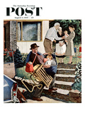 "Visiting the Grandparents" Saturday Evening Post Cover, August 3, 1957 Giclee Print by Amos Sewell