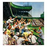 "Catching Home Run Ball", April 22, 1950 Giclee Print by Stevan Dohanos