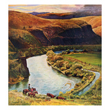 "Yakima River Cattle Roundup", May 10, 1958 Giclee Print by John Clymer