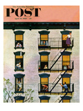 "Apartment Clarinetist" Saturday Evening Post Cover, April 19, 1958 Giclee Print by John Falter