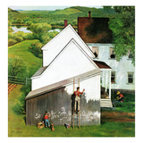 "Helping Dad Paint", June 23, 1956 Giclee Print by John Clymer