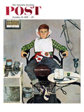 "In the Dentist's Chair" Saturday Evening Post Cover, October 19, 1957 Giclee Print by Kurt Ard