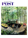 "Visitors to Cabin in the Woods" Saturday Evening Post Cover, August 23, 1958 Giclee Print by Thornton Utz