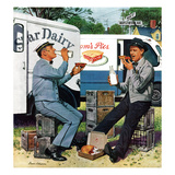 "Milkman Meets Pieman", October 11, 1958 Giclee Print by Stevan Dohanos